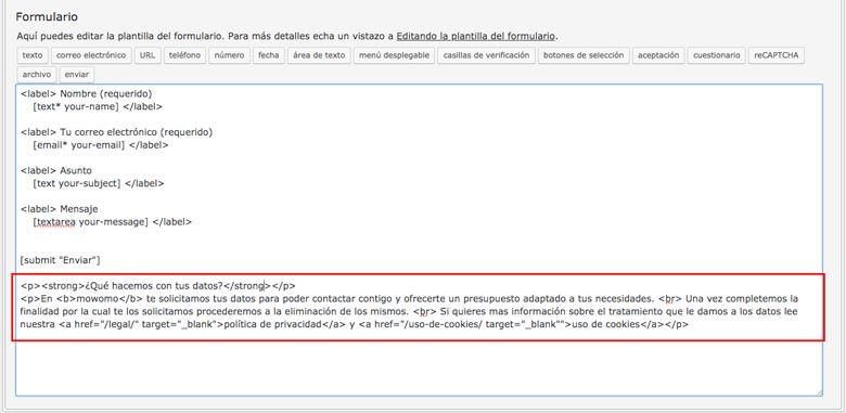 Adaptar tus formularios a la RGPD, su configuración