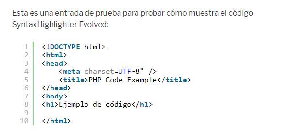 Ejemplo de código SyntaxHighlighter Evolved