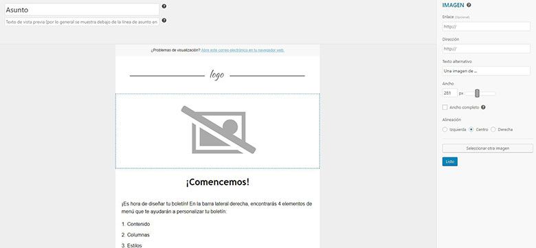 newsletter en blanco mailpoet 3