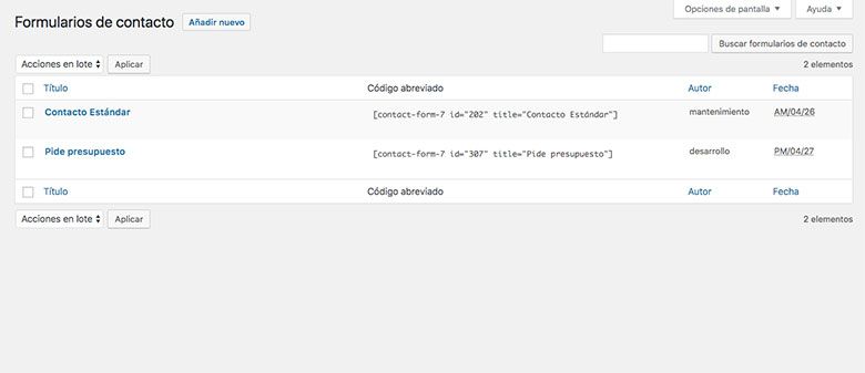 Panel Contact Form 7