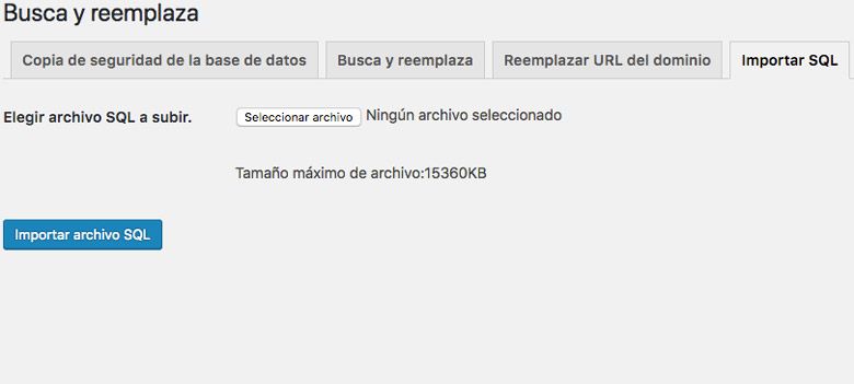 importar sql en search & replace
