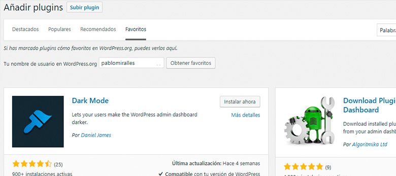 Buscar los plugins y temas favoritos en el panel de WordPress