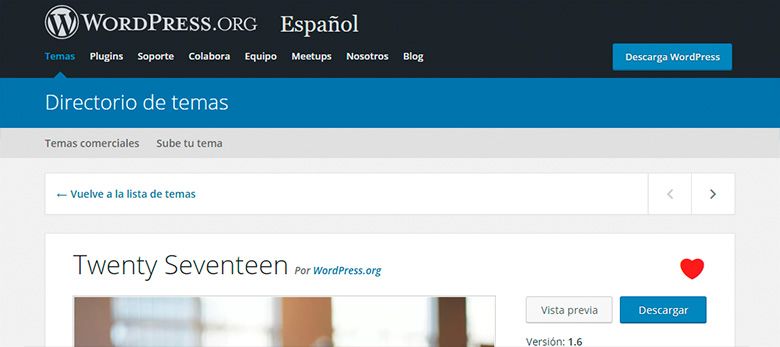 Añadir temas a favoritos WordPress