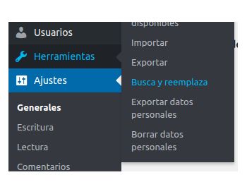 Busca y Reemplaza administrador de WordPress