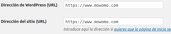 Ruta de instalación del sitio web de mowomo