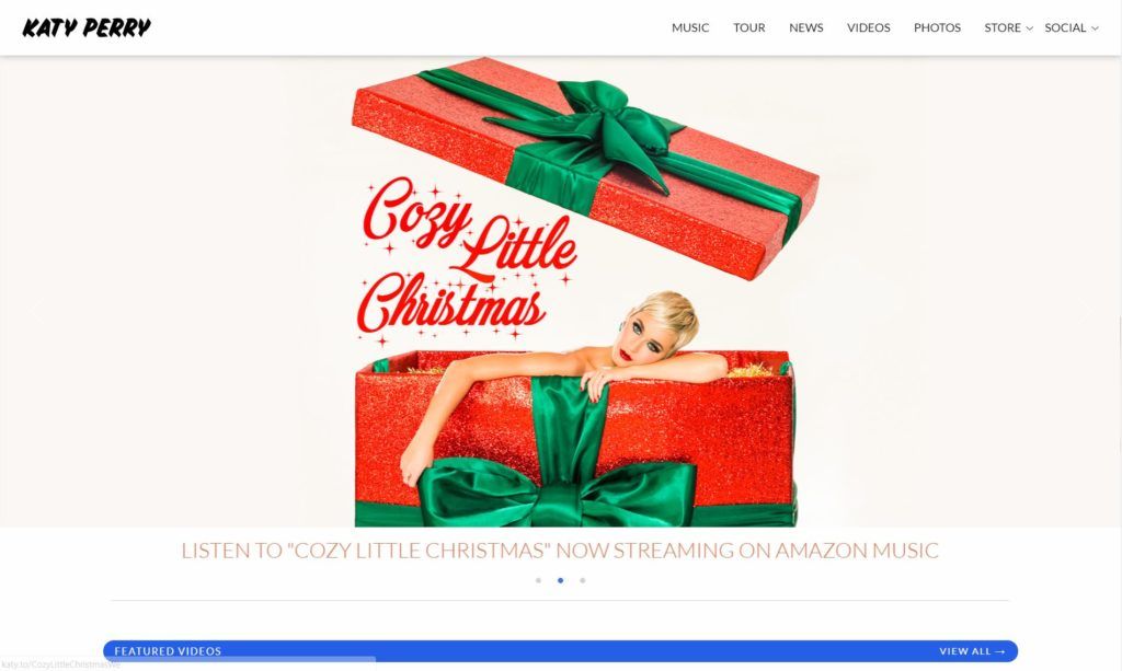 Katy Perry, corporate type website made with WordPress