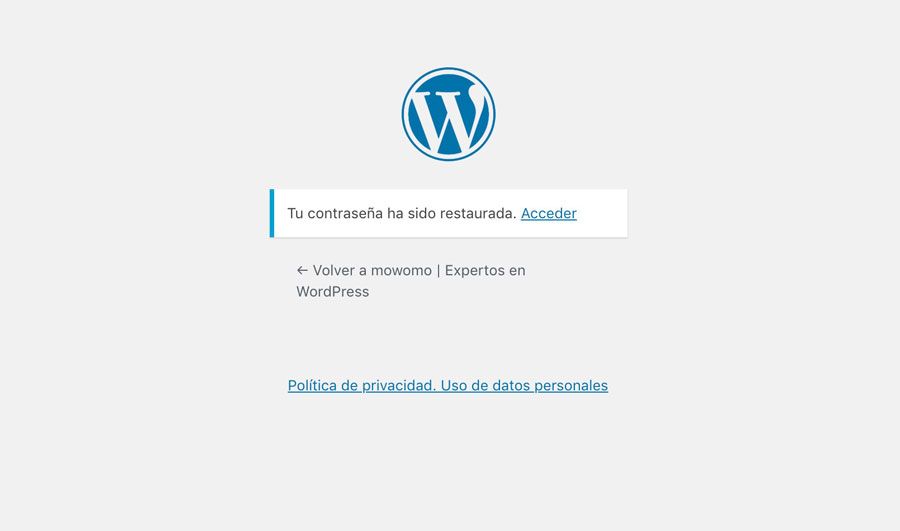 Contraseña perdida en WordPress