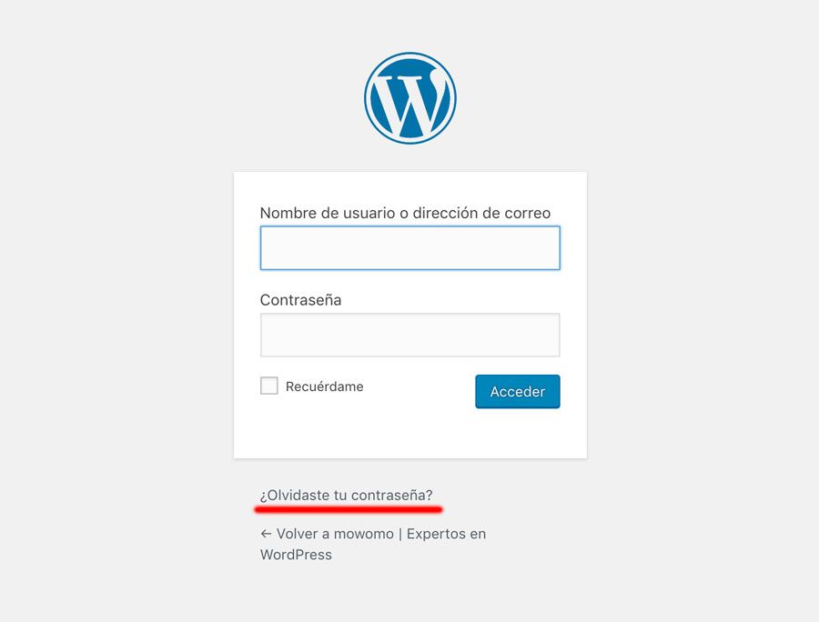 contraseña WordPress