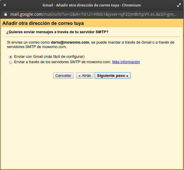 Recibir correo corporativo en dirección de Gmail