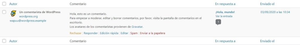 Comentario de WordPress