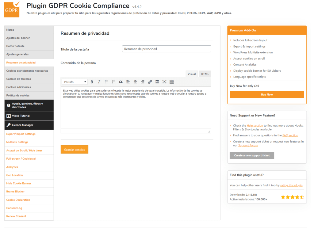 GDPR Privacy Summary Cookie Compliance