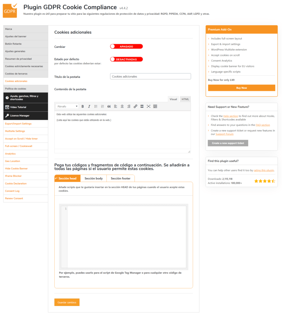 Additional Cookies in GDPR Cookie Compliance