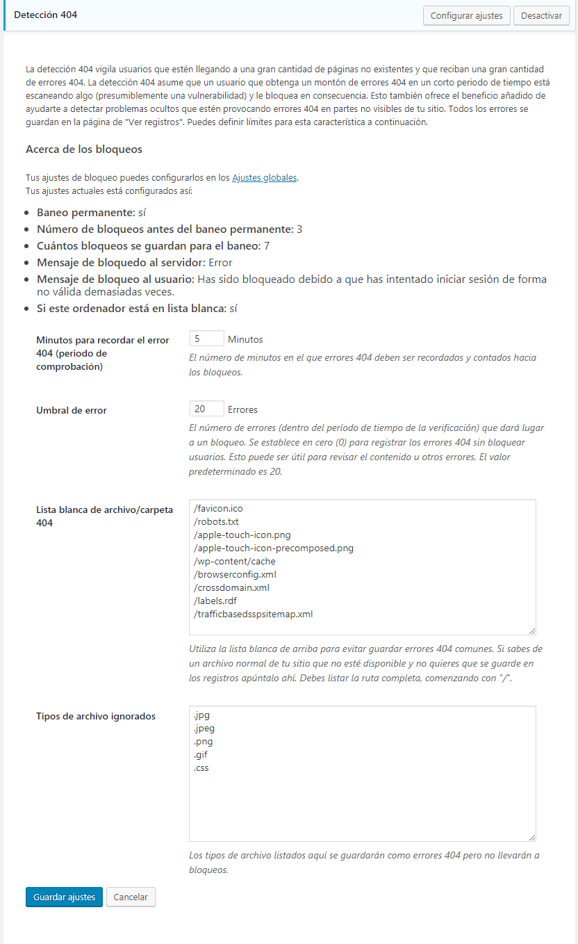 Configurar Ithemes 2019 - detección 404