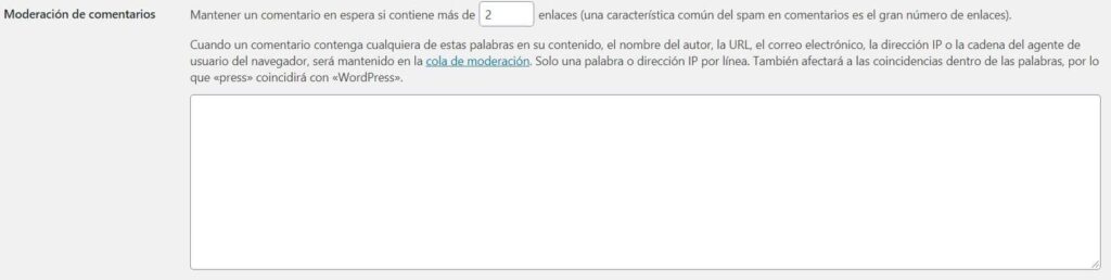 Moderación comentario