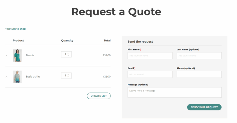 Añadir peticiones de presupuesto a WooCommerce